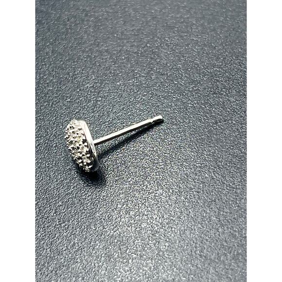 Disney Signed 14K White Gold Micro Pave Diamond Puff Heart Stud Earrings - Picture 13 of 14